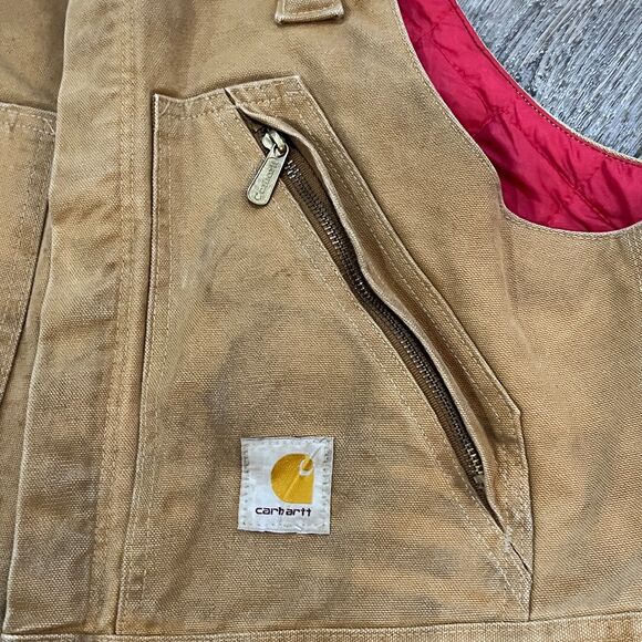 Carhartt Overalls R38 BRN Duck Brown Insulated Lined Double Knee Bibs Mens 38x32 - Picture 4 of 10